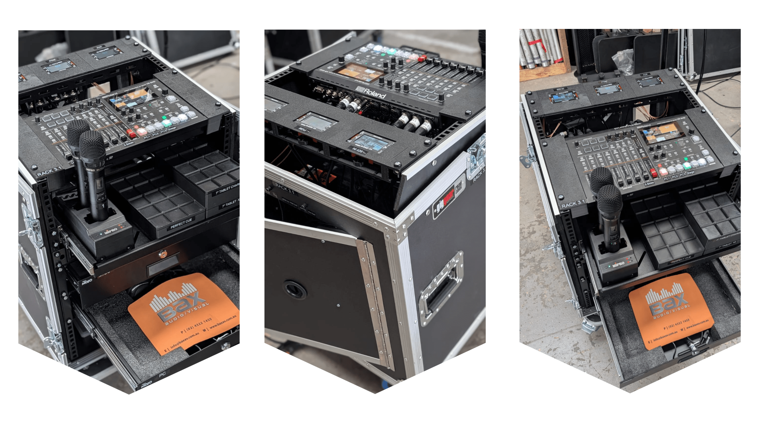 Modular conference set up mix boxes for plug in and play - created by Bax AV